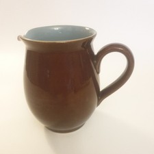 Vintage Denby Homestead Brown & Blue Stoneware Milk Cream Jug Pitcher - 1 Pint