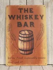The Whiskey Bar Tin Metal Sign