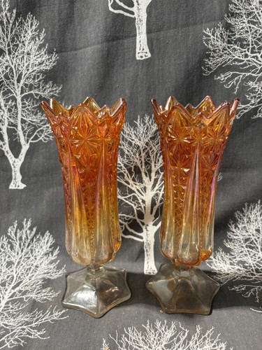 Vintage orange carnival glass - orange,