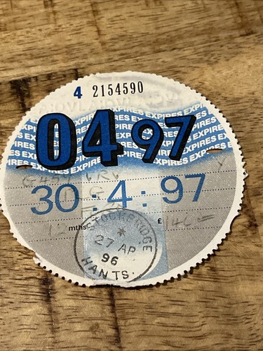 Old tax disc april - old, 1997