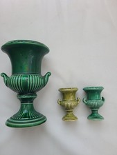 Dartmouth Pottery Trio,67b Lg Urn Green And 2 X Small B&F urns