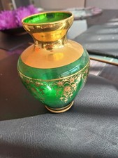 Vintage 'Vecchia Murano' Glass Bud Vase, Emerald Green Blown Art Glass