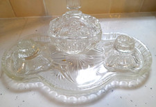 VINTAGE CLEAR GLASS FOUR PIECE