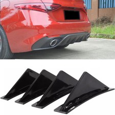 Glossy Black Rear Bumper 4 Fins Spoiler Wing Diffuser For Alfa Romeo Stelvio