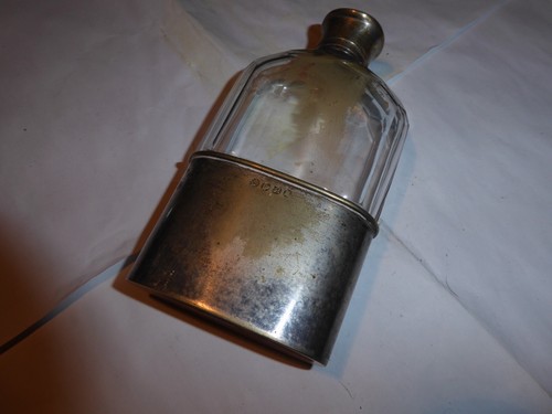 Antique glass hip flask - glass, with
