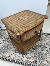 Vintage Mid Century Cane Bamboo Rattan wicker shelf side table 1970s boho retro