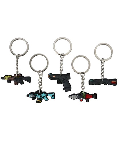 Rubber gun keyrings - rubber,