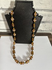 VINTAGE AMBER COLOURED WEDDING CAKE NECKLACE ( Murano Venetian beads).