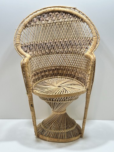 Vintage wicker rattan peacock - wicker,