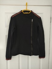 Zaggora Organic Cotton Leopard Print/Red Tape Contrast Trim Black Biker Jacket