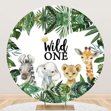 Round Wild One Backdrop Safari