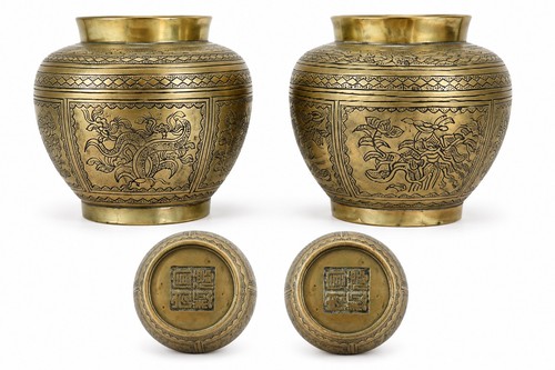 Pair vintage chinese brass - vintage,