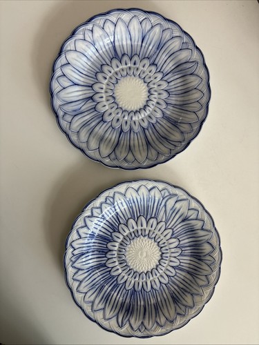 Antique blue white sunflower - &,