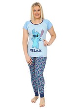 Disney Lilo and Stitch Relax Light Blue Long Ladies Pyjamas