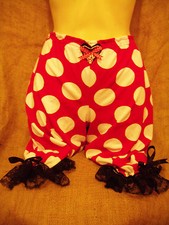 Red white polka dot bloomers!Black lace,candy cane! Rockabilly , pin up 1950's!