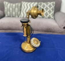 Vintage Antique Brass Landline Telephone Rotary Dial Nautical Candlestick Phone