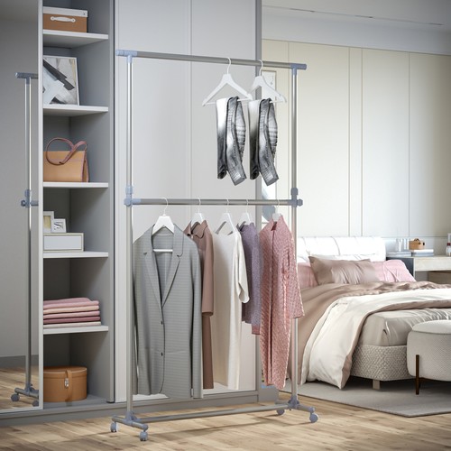 Homcom garment rail adjustable - homcom,