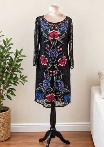 Black floral lace - black,
