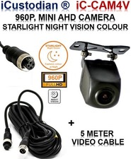 MINI iC-CAM4V-AHD STARLIGHT HD 960P CAR CCTV CAMERA. NIGHT VISION + 5M CABLE