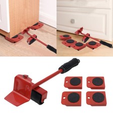 5pc Heavy Furniture Moving Kit Lifter and Slider Mover Wheel Easy Move Tool Set