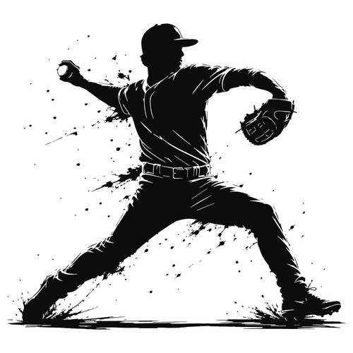 Baseball pitcher wall decal - wall,