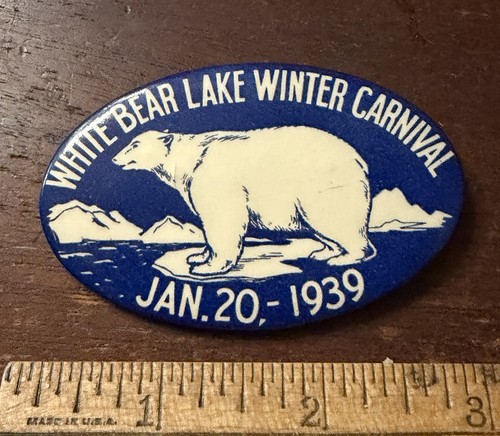 Pinback vintage white bear - vintage,