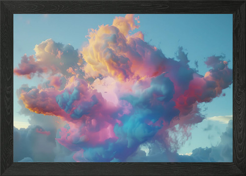 Holographic neon cloud framed - neon,