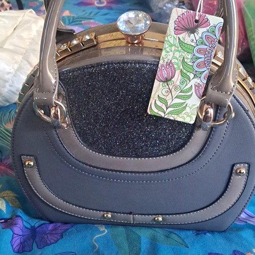 Grey faux leather - faux, dome