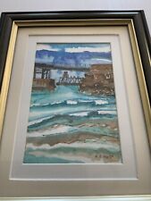 Whitby Pier -  Original Watercolour by A.E. Hall - Sympathetically Framed.