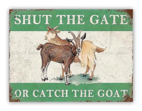 Funny goat shut the gate - shut, "