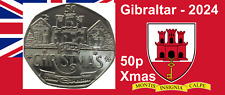 Gibraltar coin 50p pence UNC 2024 Xmas Christmas Snow merry buildings cold
