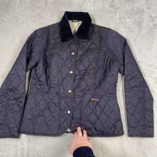 Barbour Jacket Womens UK 12 Blue Quilted Liddesdale Quilt Hunt Ride Outdoors