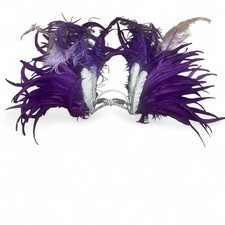 Huge Purple and silver feather carnival headpiece with rhinestones   Festival