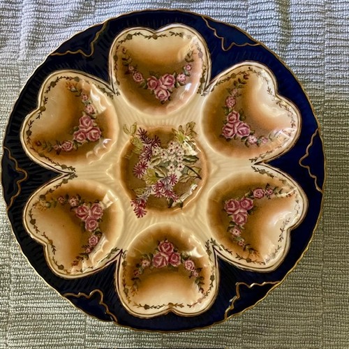 Hand painted oyster plate - hand-painted,