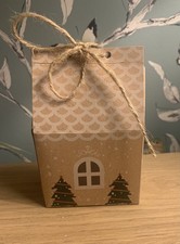 Christmas Kraft  House - Party Favour Craft Gift Box - Jute Tie x 12