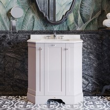 Old London Freestanding Vanity Unit & 3TH White Marble Top Basin 750mm - Sand