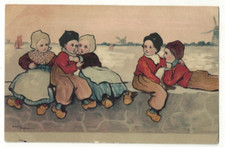 Artist Drawn Postcard of Dutch Children  by Ethel Parkinson