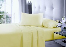 Percale Non Iron Cotton Flat and Fitted Sheet Set with Pillow Case  Bedding Set