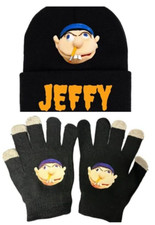 Jeffy Puppet Cartoon Knitted Hat and Gloves Set Beanie Warm Hat Kids Gifts UK