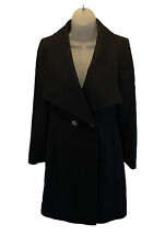 Ted Baker Maali Black Wool Cashmere V Neck Long Coat Size 3 UK 12