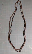 Vintage 22ct Gold Plate Curved Bar Double Strand Necklace. Black Silver Gold