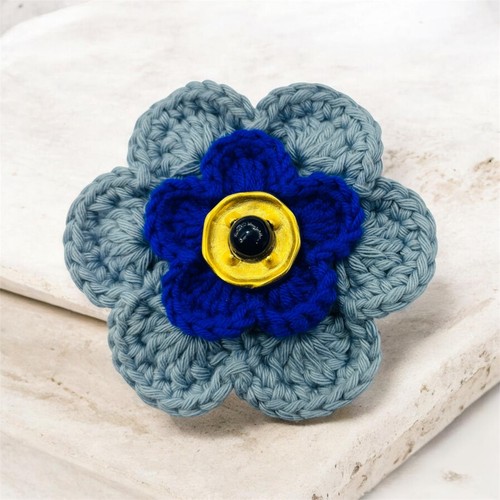 Blue crochet flower - crochet, 90s