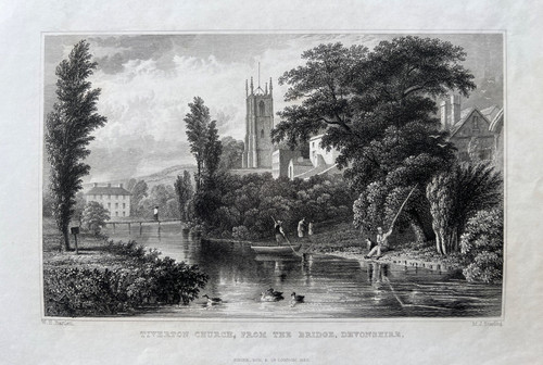 1830 antique print tiverton - 1830,