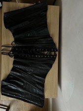 real leather corset black