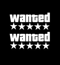 2 X Wanted 5 stars vinyl decal