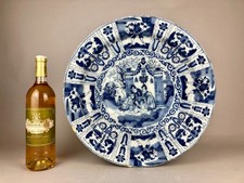 MAGNIFICENT 40cm ANTIQUE DELFT CHINESE - KRAAK DESIGN - CHINOISERIE CHARGER DISH