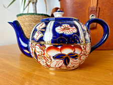 Antique Gaudy Welsh Round Tea Pot Wade Heath Staffordshire Pottery