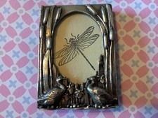Vintage 1984 Silver Scenes silver plated photo picture frame duck reeds flowers
