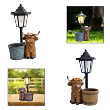 Highland cow statue with solar - statue,