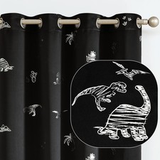Kids Curtains Black Blackout Dinosaur Curtains for Boys Kids Nursery Girls Ro...